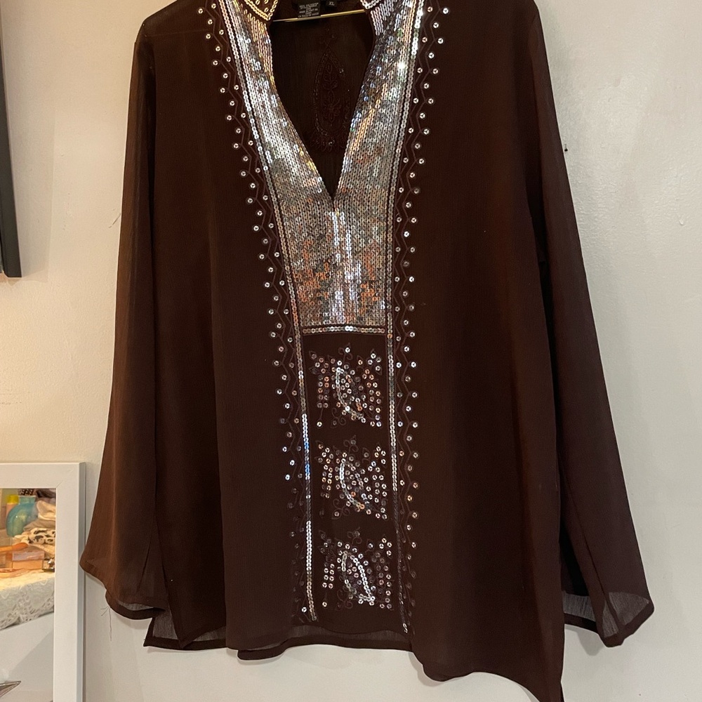 Ninety Brown Tunic with Silver Accents